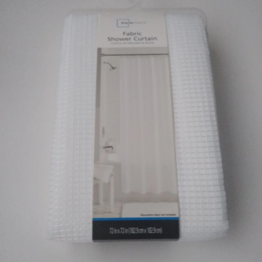 Mainstays Fabric Shower Curtain Waffle White 72x72
